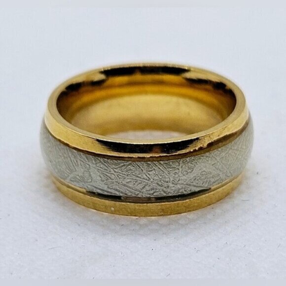 Tungsten Gold Tone Carbide Ring for Women, 8mm, Marble Inlay - Picture 6 of 9